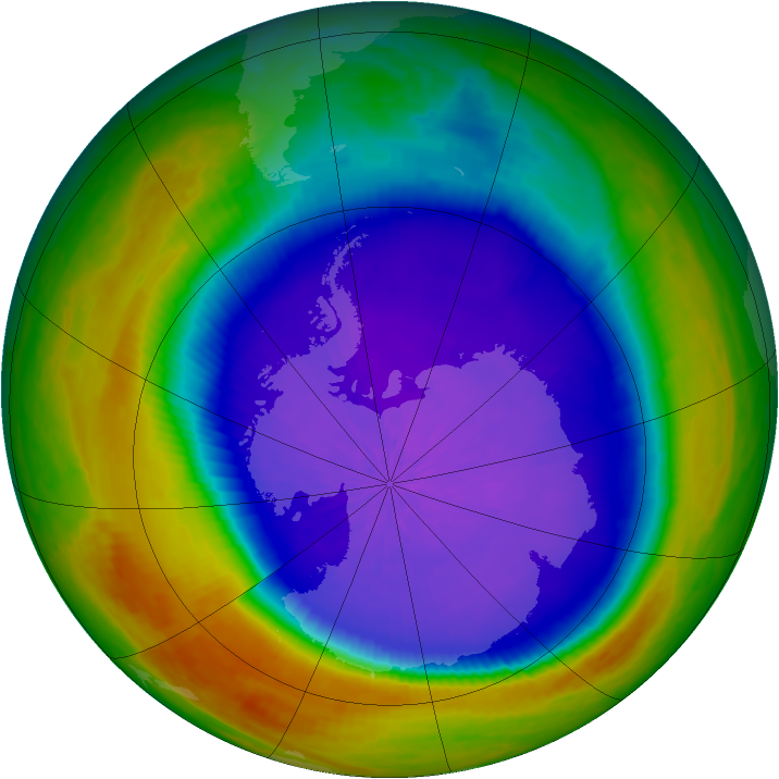 Antarctic ozone map for 02 October 2003